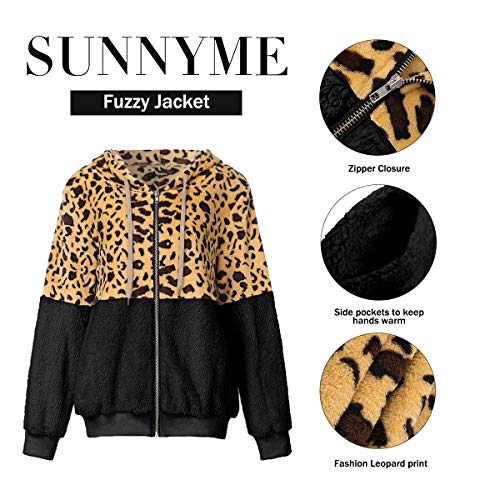 SUNNYME Sudadera Caliente y Esponjoso Tops Chaqueta Suéter Abrigo Jersey Mujer Otoño-Invierno Talla Grande Hoodie Sudadera con Capucha riou A-Negro XL