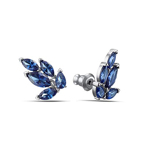 Swarovski Pendientes de botón Louison, azul, baño de rodio