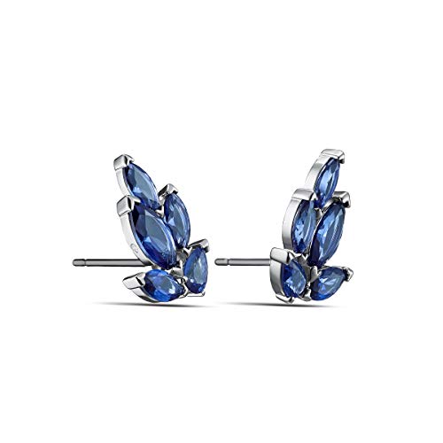 Swarovski Pendientes de botón Louison, azul, baño de rodio