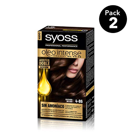 SYOSS - Oleo Intense Coloración Permanente Sin Amoníaco - Tono 4-86 Castaño Helado - 2 uds