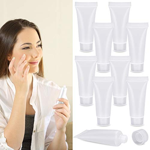 TANCUDER 30 Piezas de Tubos de Plástico Vacíos Rellenables Frascos de Embalaje de Muestras de Botellas Contenedor de Maquillaje con Tapa Transparente para Loción Corporal Gel de Ducha Champú Limpiador