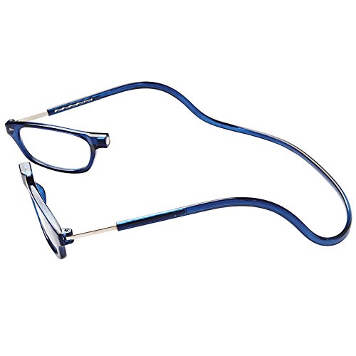 TBOC Gafas de Lectura Presbicia Vista Cansada – Montura Azul Graduadas +1.50 Dioptrías Hombre Mujer Regulables Imantadas Magnéticas Plegables Lentes Aumento Leer Ver Cerca Cuello Cierre Imán