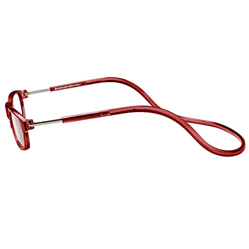 TBOC Gafas de Lectura Presbicia Vista Cansada – [Pack 4 Unidades] Montura Burdeos Graduadas +1.00 Dioptrías Hombre Mujer Regulables Plegables Imantadas Lentes Aumento Leer Ver Cerca Cuello Imán