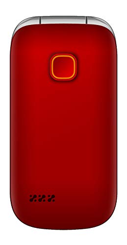 Teléfono Móvil Funker C85 Easy Comfort Rojo con Tapa para Personas Mayores con botón SOS y Base cargadora.