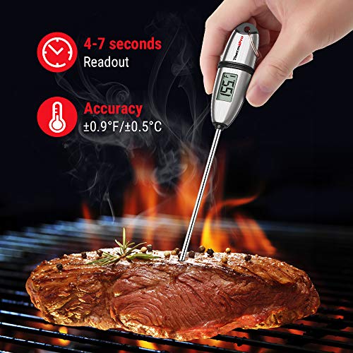 ThermoPro TP02S Termómetro Cocina de Lectura Instantánea en 5 Segundos Termómetros Alimentos Digital con Sonda Larga para Carne Barbacoa Comida Liquidos Aceite Agua