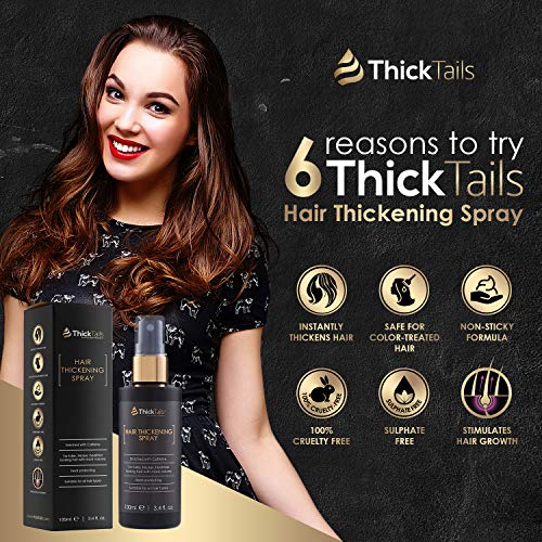 ThickTails - Spray espesante para el cabello, 3.4 onzas - Consigue un cabello más grueso en segundos. Productos tónicos espesantes para el cabello para mujeres. Con cafeína