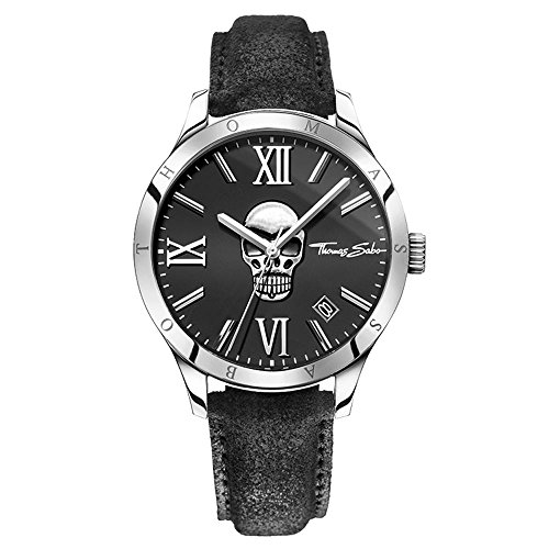 Thomas Sabo Hombre Reloj de Pulsera Rebel at Heart – Icon Skull analógico de Cuarzo Piel wa0210 – 218 – 203 – 43 mm