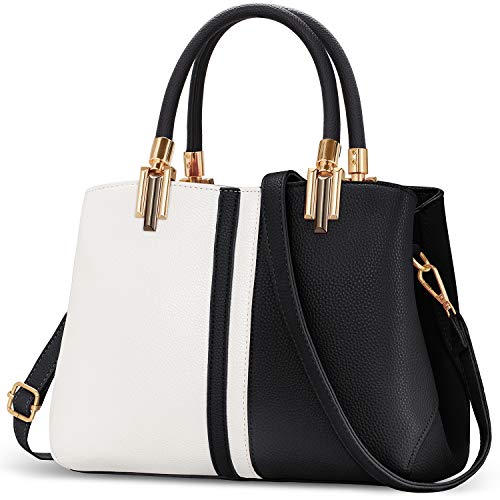 TIBES Bolso de mano superior Bolsa de costura Monedero para mujeres chicas Negro