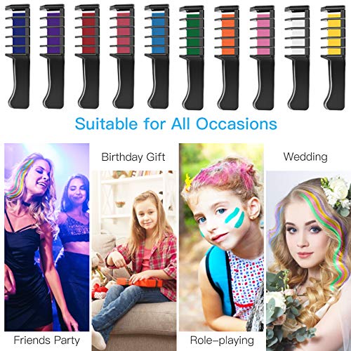 Tiza de Pelo, Nivlan 10 Colores Temporales de Cabello, Tinte para Cabello No Tóxico, Lavables Color, con Brillo de Tatuaje de Tiza Para Niños DIY Fiesta y Cosplay