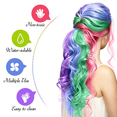 Tiza de Pelo, Nivlan Pelo Tiza Peine, 6 Colores Temporal Peine Tiza de Pelo dont have Tóxico Lavables Color de Tiza Para Niños DIY Fiesta y Cosplay