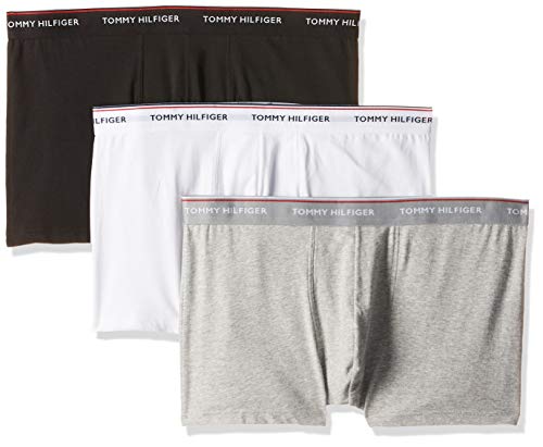 Tommy Hilfiger 3p Trunk Tanga, Negro (Black/Grey Heather/White 004), Large (Pack de 3) para Hombre