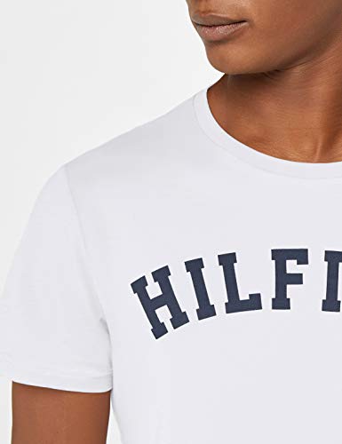 Tommy Hilfiger Logo Camiseta de Cuello Redondo,Perfecta para El Tiempo Libre, Blanco (White), L para Hombre