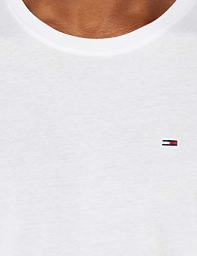 Tommy Hilfiger Regular C Camiseta con Cuello Redondo, Blanco (Classic White), L para Hombre