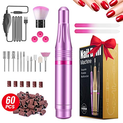 Torno para Uñas, 11 en 1 Limas para Uñas Manicura Eléctrica, Kit de Manicura y Pedicura Eléctrico Profesional, 20,000 RPM Velocidad Ajustable, Set de Manicura para Salón DIY