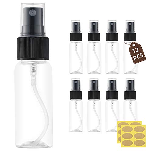 Toureal 30ML Botellas de Spray con Bomba (12 Piezas) Atomizador Pulverizador Contenedor para Perfume (Transparente)