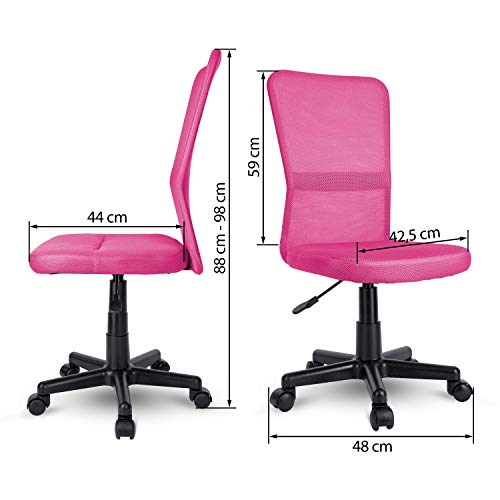 TRESKO Silla de Oficina Escritorio giratoria, Disponible en 7 Variantes de Colores, con Ruedas para Suelos Duros, Regulable en Altura de Forma Continua, Asiento Acolchado, Respaldo ergonómico (Rosa)