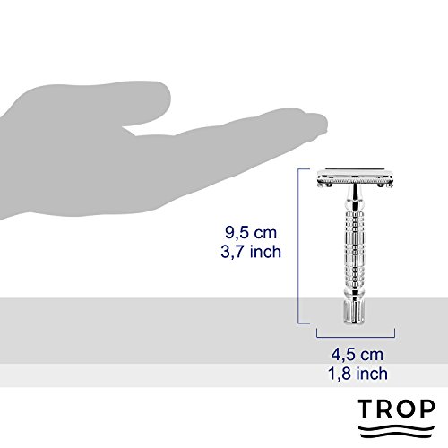 TROP maquinilla de afeitar con 4 cuchillas de repuesto, incluye estuche, acabado cromado – maquinilla de afeitar masculina/afeitadora/maquinilla de afeitar unisex