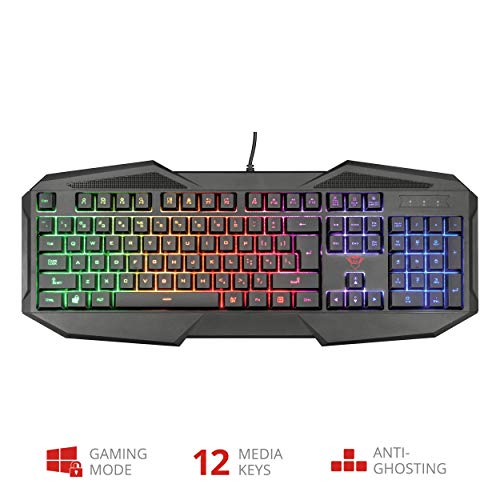 Trust Gaming GXT 830-RW Avonn - Teclado Gaming Iluminado, con Efecto Anti-ghosting, Negro