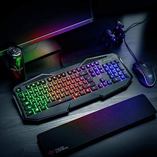 Trust Gaming GXT 830-RW Avonn - Teclado Gaming Iluminado, con Efecto Anti-ghosting, Negro