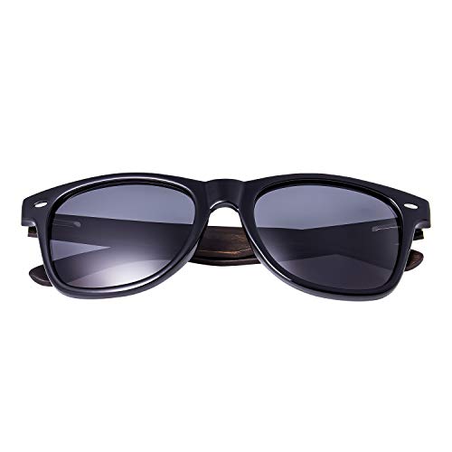 Ultra Gafas Sol Polarizadas Frente Negro con Brazos de Color Marrón ébano y Lentes Negras Gafas de Sol Mujeres Gafas de Sol Hombre UV400 Proteccion Oculos de Sol Hombre Mujer Madera Real Unisexo