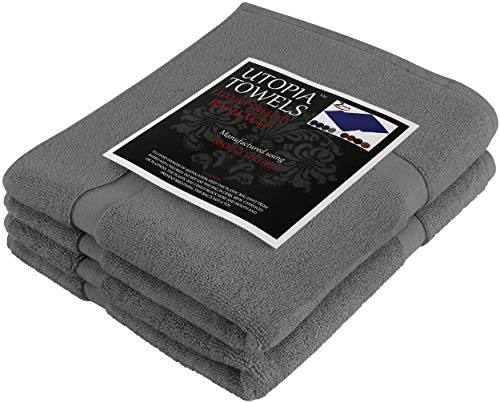 Utopia Towels - 2 Alfombrillas de baño, Alfombra baño - 100% algodón Lavable en la Lavadora (53 x 86 cm, Gris) - Altamente Absorbente