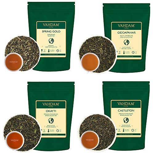 VAHDAM, Muestra de Té Darjeeling - 10 TEAS, 50 porciones | Hojas sueltas de té, Hoja suelta de té 100% puro sin mezclar Darjeeling | Darjeeling First Flush, Autumn Flush - Brew Hot o Iced, 100 g