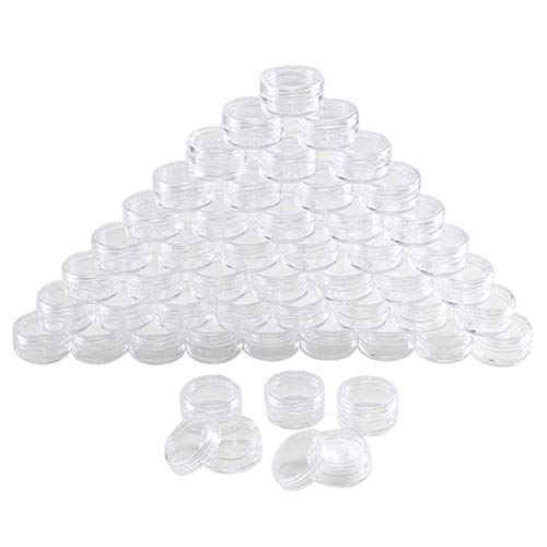 Vaugan 100 Piezas 5ml Transparente Plástico Maceta Botes Cosmético Contenedores Muestras Recipiente Manualidades Mini Botella