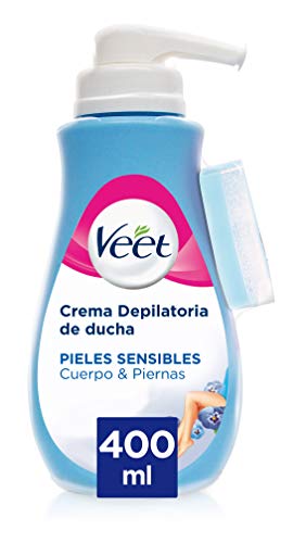 Veet Crema Depilatoria Corporal para Usar Bajo la Ducha para Mujer, con Dosificador, Piel Sensible - 400 ml