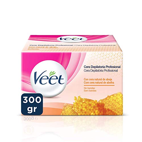 Veet Tarro Cera Depilatoria Tibia de Resultados Profesional sin Bandas con Cera Natural de Abeja, 300 ml