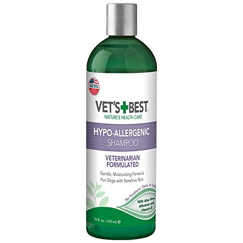 Vet's Best Champú HIPO-Alergénico para Perros con Piel Sensible, Alivia el Malestar de la Piel Seca, Picazón, Limpia, Hidrata y Condiciona la Piel y el Pelaje, 470ml