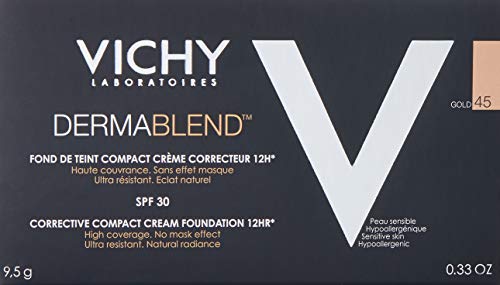 Vichy Dermablend Maquillaje Compacto 12H SPF30, Gold 45, 9.5 g