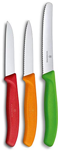 Victorinox Swiss Classic Gemüsemesser-Set, 3-Teilig, Rot, Orange, grün Cuchillo, Acero Inoxidable, Verde/Naranja/Rojo, Medium, 3 Unidades