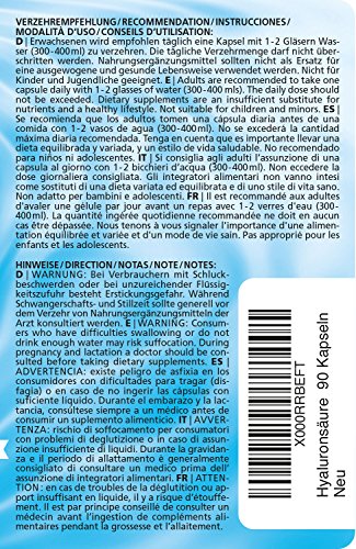 Vitamaze® Ácido Hialurónico Puro Capsulas, 300 mg Alto Concentrado por Capsula Vegano para 3 Meses, alta Biodisponibilidad, Tamaño Molecular de 500-700 kDa, Natural sin Aditivos Innecesarios