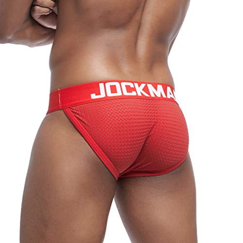 waotier Calzoncillos Largos Hombre De Verano Nuevo Malla Patchwork Transpirable Deportes Fitness Ropa Interior Color SóLido Suaves Boxer Hombre Deportivo Calzoncillos (L,Rojo)