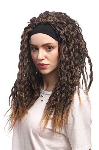 WIG ME UP- 90837-ZA36TZA103 Peluca Carnaval Halloween Venda Rasta Dreads Dreadlocks Caribe Afro Mezcla marrón Rubia