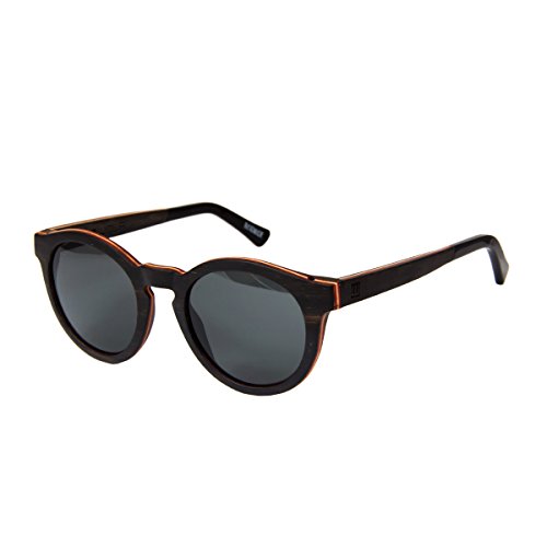 WOLA estilo de redonda gafas de sol en madera SELVA mujer y hombre madera, sunglasses UV400 - polarisado ébano