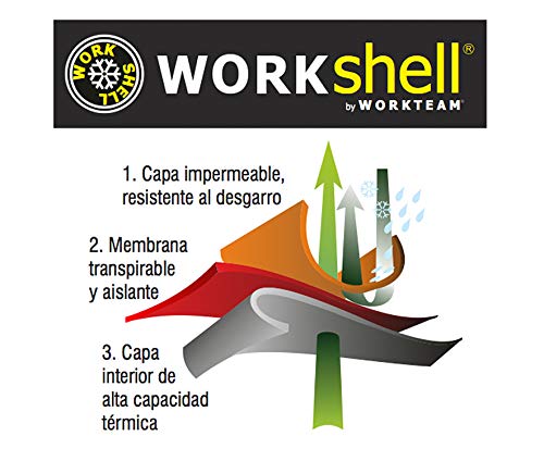 Work Team Workshell Combinado con Alta Visibilidad, 2 Cintas Reflectantes. Hombre Marino+Amarillo A.V. 3XL