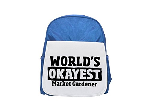 World's Okayest Market Gardener impreso mochila azul para niños, lindas mochilas, lindas mochilas pequeñas, lindas mochila negra, mochila negra fresca mochila de moda, mochilas grandes de moda, negro