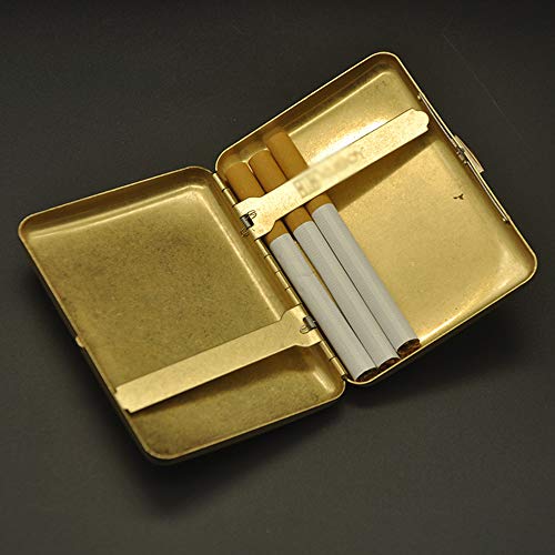 XIAOXIAO Caja de Cigarrillos Estuche para Cigarrillos de Cobre fácil de Transportar Estuche para Cigarrillos Ultrafino con Control de Humo de 16 Piezas con Clip de Metal 94x68x20mm