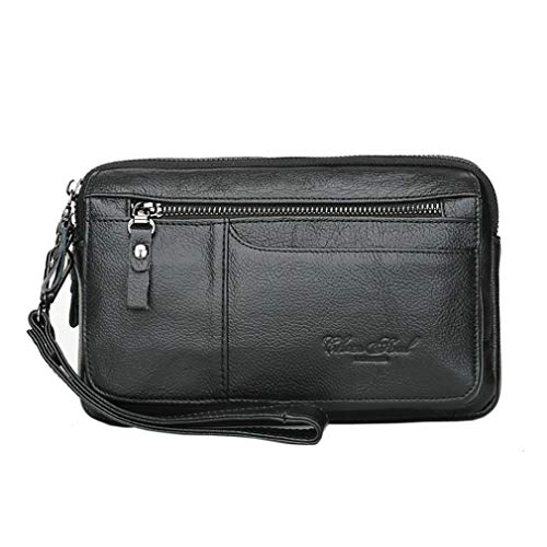 Xieben Bolso De Cuero Correa Para La Muñeca Para Hombre Titular De Teléfono Bolso Para La Bolsa Negocio Compartimientos Múltiples Bolso iPhone X / 8/8 Plus Negro