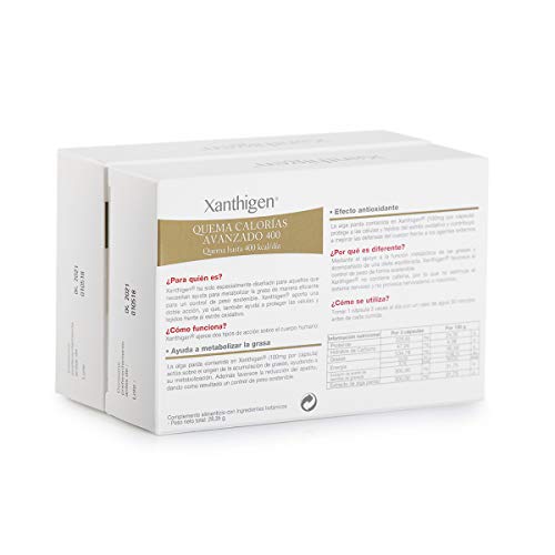 XL-S Medical Xanthigen Quema Calorías Avanzado 400, Quema 400 Kilocalorías al Día, Cápsulas Adelgazantes con Efecto Antioxidante - Pack 2 x 90 Cápsulas, 2 Meses de Tratamiento