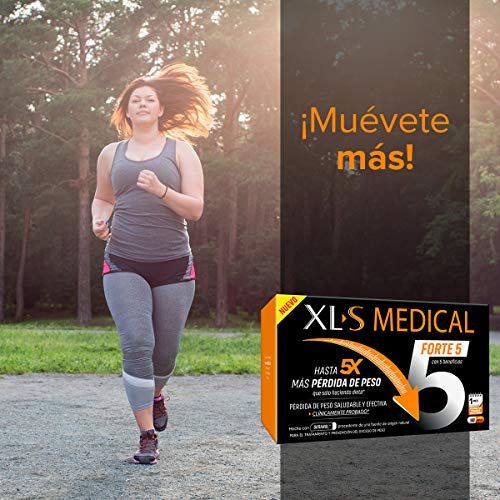 XLS Medical Forte 5 | Captagrasas | Pierde hasta 5 veces más peso que solo haciendo dieta | Perder Peso | Origen Natural 100% Vegano | 180 Cápsulas, 1 mes