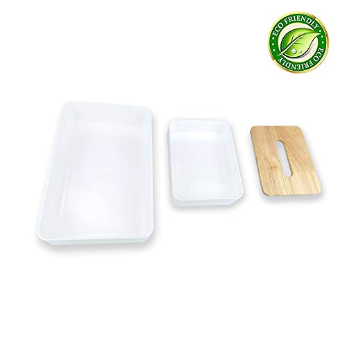 Xnuoyo Caja de Pañuelos Multifuncional, Caja de Almacenamiento de Cosméticos de Gran Capacidad 2 en 1, Mueble de Mesa Móvil Desmontable de Doble, Adecuado para Hogar, Oficina o Coche