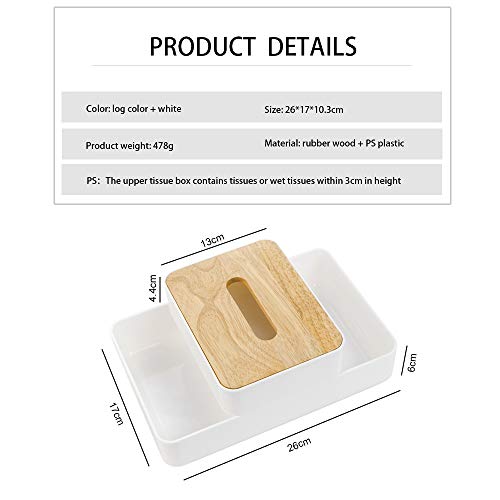 Xnuoyo Caja de Pañuelos Multifuncional, Caja de Almacenamiento de Cosméticos de Gran Capacidad 2 en 1, Mueble de Mesa Móvil Desmontable de Doble, Adecuado para Hogar, Oficina o Coche