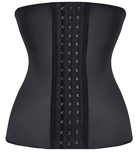 YIANNA Mujer Fajas Reductoras Corsé Waist Trainer Corset Reductor Adelgazante Bustiers de Cinturón Formación Negro,UK-YA- U37G-Black-S