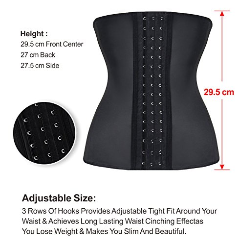 YIANNA Mujer Fajas Reductoras Corsé Waist Trainer Corset Reductor Adelgazante Bustiers de Cinturón Formación Negro,UK-YA- U37G-Black-S