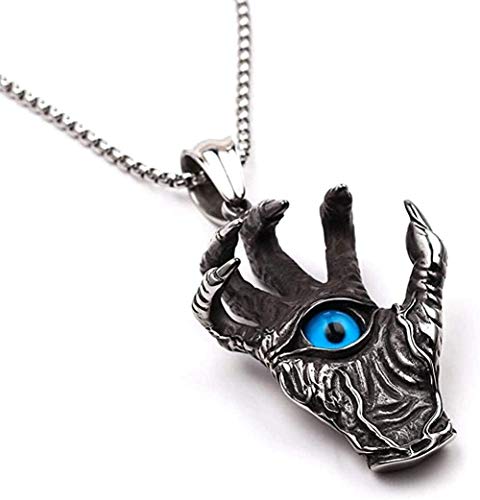 Yiffshunl Pulsera de Halloween Punk Hell Evil Devil Garra Dead Eyes Collar con Colgante Terror Halloween Ghost Collar para Hombre Collar Charm Chain Jewelry Gift Mens Womens Bracelet Bangle