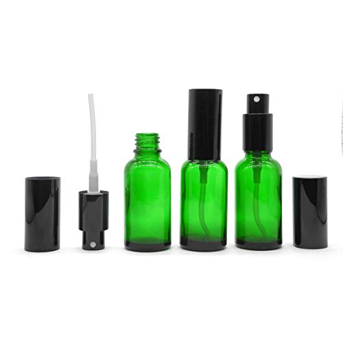 Yizhao Verde Pulverizador Cristal 30ml, Glass Spray Bottles con [Atomizador],para Aceites Esenciales, Mezclas de Aromaterapia, Perfumes, Masajes, Líquidos Químicos, Farmacéutico– 12Pcs