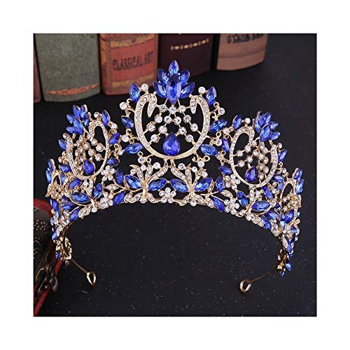 YUNGYE Gran Vendimia Europea Novia Tiaras de la Boda magnífico Champagne Cristal Grande Corona de la Reina Accesorios Nupciales del Pelo (Metal Color : Champagne)