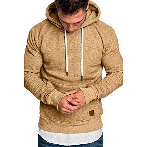 Yvelands ¡Oferta Sudaderas con Capucha para Hombre Cosy Sport Outwear Sudadera con Cremallera Completa Ecosmart Hoodie Casual Sweatshirt Top Blouse ¡Caliente!(Caqui,M)